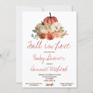Invitation Tombe en amour, Automne Citrouille Baby shower flo