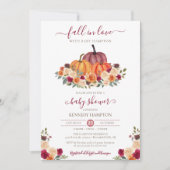 Invitation Tombe en amour Automne Floral Citrouille Baby show (Devant)