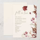 Invitation Tombe en amour Automne Foliage Baby shower de crèm (Devant / Derrière)
