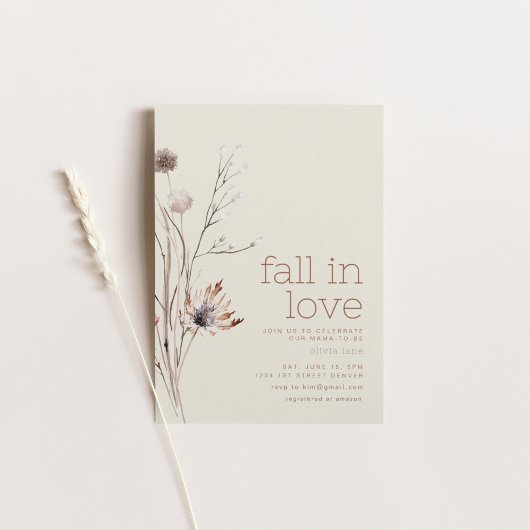 Invitation Tombe en amour Baby shower d'automne