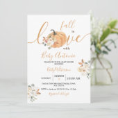 Invitation Tombe en amour Citrouille Baby shower floral (Debout devant)