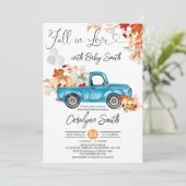 Invitation Tombe en amour Citrouille bleu Pickup Baby shower  (Debout devant)