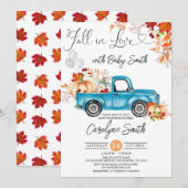 Invitation Tombe en amour Citrouille bleu Pickup Baby shower  (Devant / Derrière)
