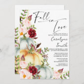 Invitation Tombe en amour Citrouille Fête des mariées florale (Devant / Derrière)