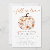 Invitation Tombe en amour Citrouille Floral Baby shower (Devant)