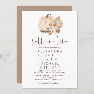 Invitation Tombe en amour Mariage Pampas Citrouille en herbe