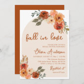 Invitation Tombe en amour Rustique Orange Fête des mariées d' (Devant / Derrière)