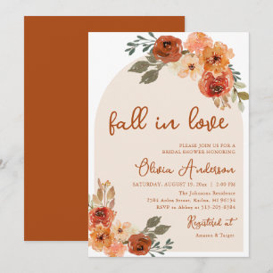 Invitation Tombe en amour Rustique Orange Fête des mariées d'