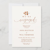 Invitation Tombe Feuille Terracotta Calligraphie Fiançailles  (Devant)