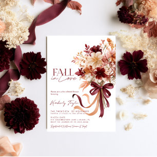 Invitation Tombent en amour Burgundy Floral Automne Enterreme