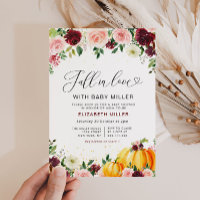 tomber amoureux autiumn baby shower floral invitat