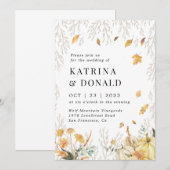 Invitation Tomber amoureux Automne Feuilles Mariage (Devant / Derrière)