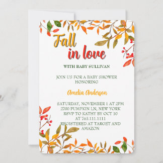Invitation Tomber Amoureux Avec Bébé Automne Feuilles Baby sh