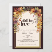 Invitation Tomber Amoureux Avec Bébé Automne Feuilles Douche (Devant)