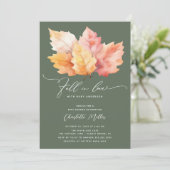 Invitation Tomber Amoureux Avec Bébé Automne Feuilles Douche (Debout devant)