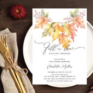 Invitation Tomber Amoureux Avec Bébé Automne Feuilles Douche