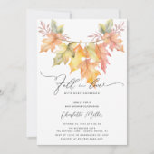Invitation Tomber Amoureux Avec Bébé Automne Feuilles Douche (Devant)