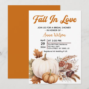 Invitation tomber amoureux citrouille blanche pampas baby sho