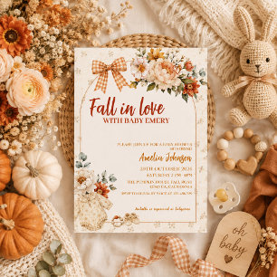 Invitation Tomber amoureux citrouille florale bohème baby sh