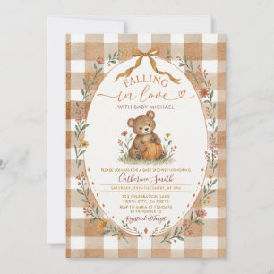 Invitation Tomber amoureux de la citrouille bébé ours Baby Sh