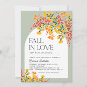 Invitation Tomber dans l'amour Automne Baby shower Floral (Devant)
