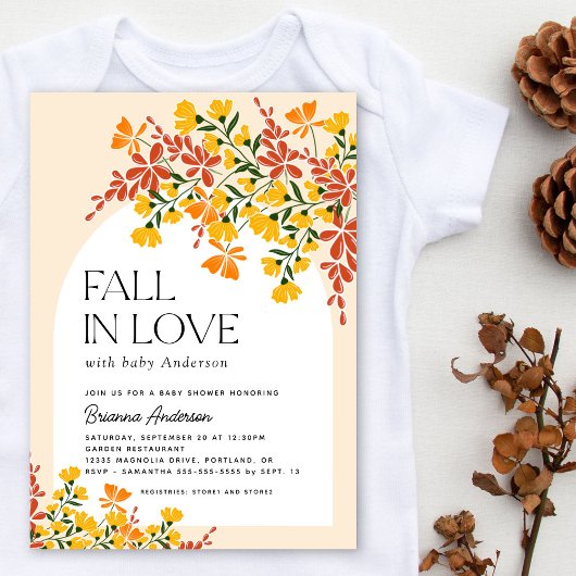 Invitation Tomber dans l'amour Automne Baby shower Floral