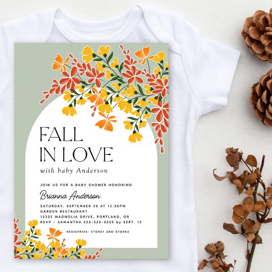 Invitation Tomber dans l'amour Automne Baby shower Floral