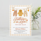 Invitation Tomber dans l'amour Automne Baby shower Vêtements (Debout devant)