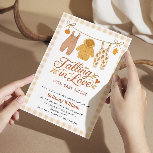 Invitation Tomber dans l'amour Automne Baby shower Vêtements