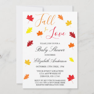 Invitation Tomber dans l'amour Automne Feuilles Baby shower