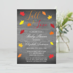 Invitation Tomber dans l'amour Automne Feuilles Baby shower