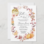 Invitation Tomber dans l'amour Automne Feuilles Citrouille Fê (Devant)