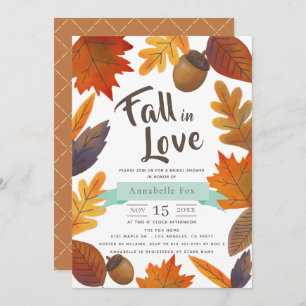 Invitation Tomber dans l'amour Automne Feuilles Fête des mari