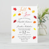 Invitation Tomber dans l'amour Automne Feuilles Mariage (Debout devant)