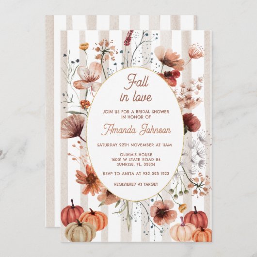 Invitation Tomber dans l'amour Automne Fleur sauvage Fête des (Devant / Derrière)