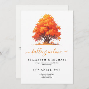 Invitation Tomber dans l'amour Automne Mariage minimaliste
