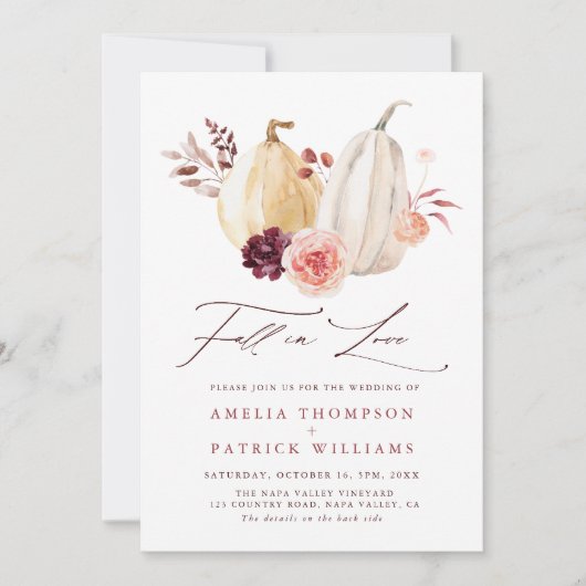 Invitation Tomber dans l'amour Automne tout en un Mariage (Devant)