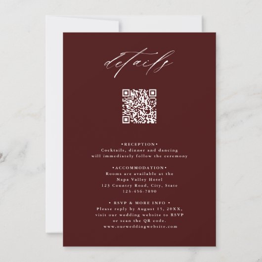 Invitation Tomber dans l'amour Automne tout en un Mariage (Dos)