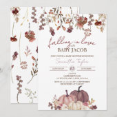 Invitation Tomber dans l'amour avec bébé, Baby shower Citroui (Devant / Derrière)