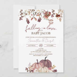 Invitation Tomber dans l'amour avec bébé, Citrouille Douche C