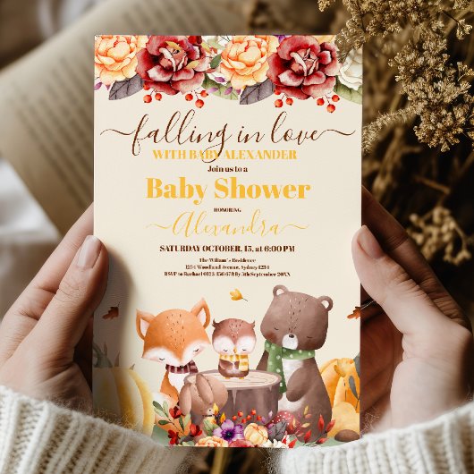 Invitation Tomber dans l'amour Baby Baby shower boisé