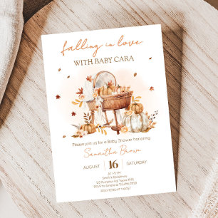 Invitation Tomber dans l'amour Baby shower Citrouille d'autom