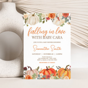 Invitation Tomber dans l'amour Baby shower Citrouille Floral
