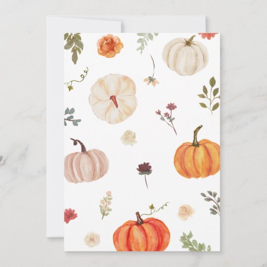 Invitation Tomber dans l'amour Baby shower Citrouille Floral (Dos)