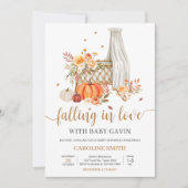 Invitation Tomber dans l'amour Baby shower Citrouille orange (Devant)