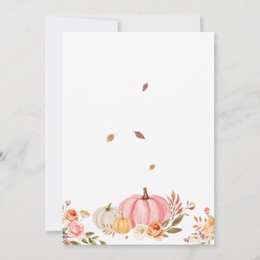 Invitation Tomber dans l'amour Baby shower Citrouille rose (Dos)