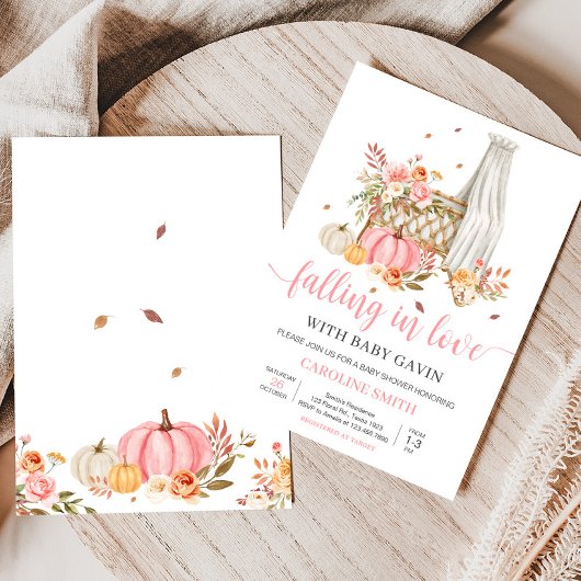 Invitation Tomber dans l'amour Baby shower Citrouille rose