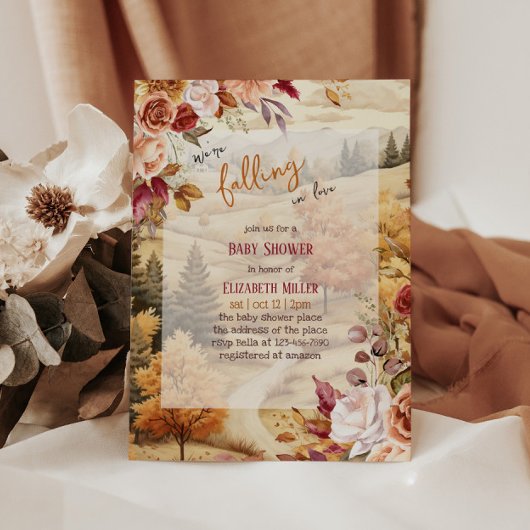 Invitation Tomber dans l'amour Baby shower d'automne