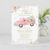 Invitation Tomber dans l'amour Baby shower de fille de camion (Debout devant)