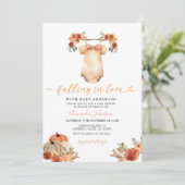 Invitation Tomber Dans L'Amour Baby shower Floral Vêtements B (Debout devant)